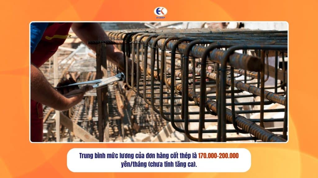 mức lương của đơn hàng thi công cốt thép tại nhật