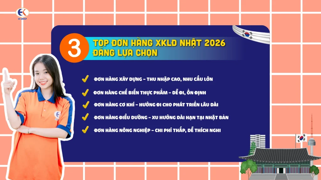 Năm 2026 nên chọn đơn hàng nào khi đi xuất khẩu lao động Nhật Bản?