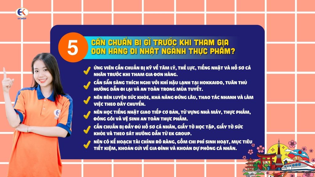 Cần chuẩn bị gì trước khi tham gia đơn hàng đi Nhật ngành thực phẩm?