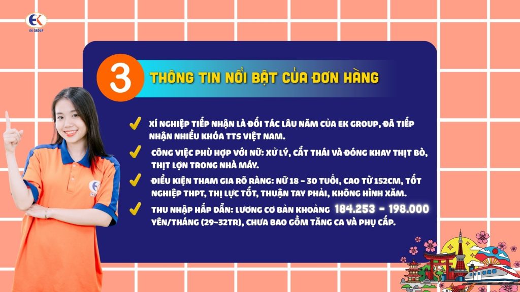 Đơn hàng chế biến thực phẩm vùng Kanto mới nhất 2026
