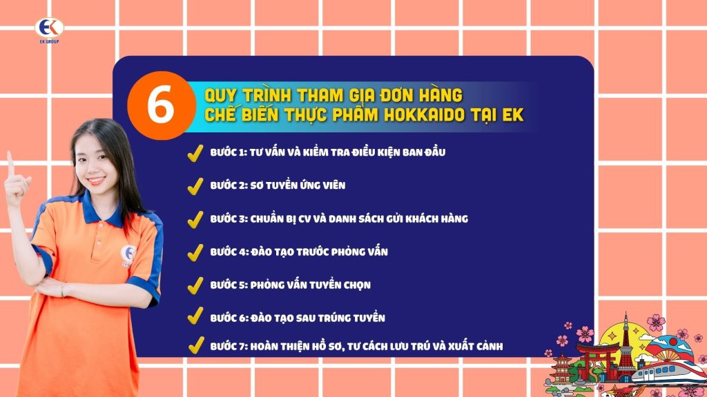 Quy trình tham gia đơn hàng chế biến thực phẩm Hokkaido tại EK