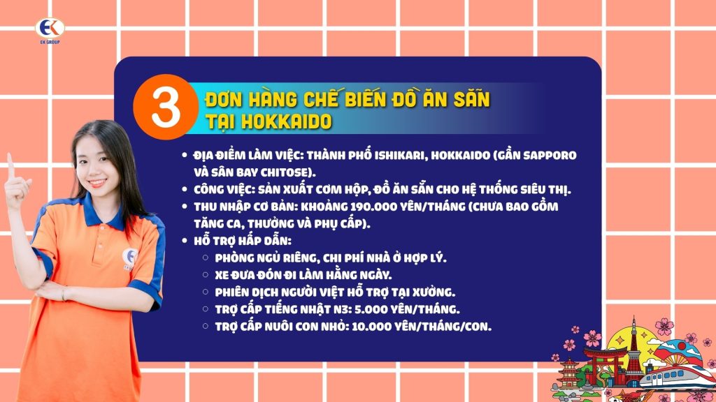 Tổng hợp đơn hàng chế biến thực phẩm tại Nhật tháng 8 tại EK GROUP